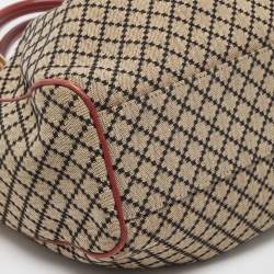 Pre Owned Gucci Red/Beige GG Canvas and Leather Medium Sukey Tote