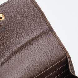 Pre Owned Gucci Brown/Beige GG Supreme Canvas and Leather Ophidia French Wallet