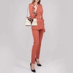 Pre Owned Gucci Off White Leather Small Web Sylvie Shoulder Bag