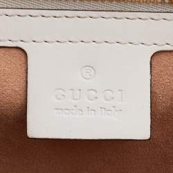 Pre Owned Gucci Off White Leather Small Web Sylvie Shoulder Bag