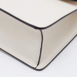 Pre Owned Gucci Off White Leather Small Web Sylvie Shoulder Bag