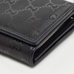 Gucci Black GG Imprime Canvas Interlocking G Wallet on Chain 