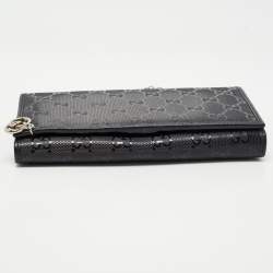 Gucci Black GG Imprime Canvas Interlocking G Wallet on Chain 