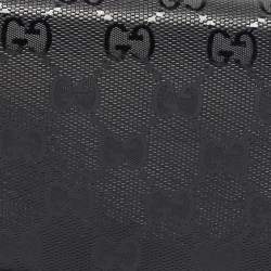 Gucci Black GG Imprime Canvas Interlocking G Wallet on Chain 