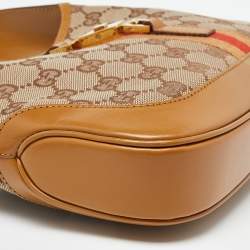 Gucci Beige/Brown GG Canvas and Leather Small Jackie Hobo