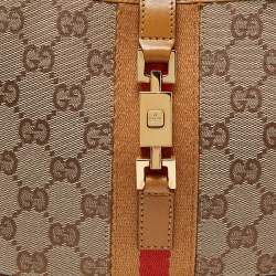 Gucci Beige/Brown GG Canvas and Leather Small Jackie Hobo