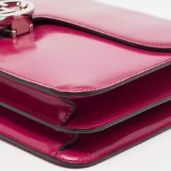 Pre Owned Gucci Fuchsia Glossy Leather Medium Interlocking G Shoulder Bag