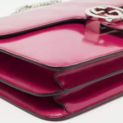 Pre Owned Gucci Fuchsia Glossy Leather Medium Interlocking G Shoulder Bag