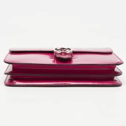 Pre Owned Gucci Fuchsia Glossy Leather Medium Interlocking G Shoulder Bag
