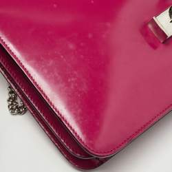 Pre Owned Gucci Fuchsia Glossy Leather Medium Interlocking G Shoulder Bag