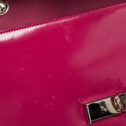 Pre Owned Gucci Fuchsia Glossy Leather Medium Interlocking G Shoulder Bag