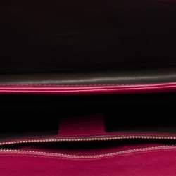 Pre Owned Gucci Fuchsia Glossy Leather Medium Interlocking G Shoulder Bag