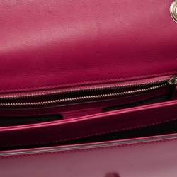 Pre Owned Gucci Fuchsia Glossy Leather Medium Interlocking G Shoulder Bag