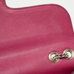Pre Owned Gucci Fuchsia Glossy Leather Medium Interlocking G Shoulder Bag
