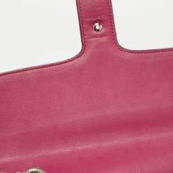 Pre Owned Gucci Fuchsia Glossy Leather Medium Interlocking G Shoulder Bag