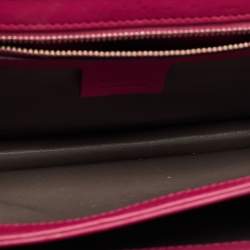 Pre Owned Gucci Fuchsia Glossy Leather Medium Interlocking G Shoulder Bag