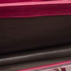 Pre Owned Gucci Fuchsia Glossy Leather Medium Interlocking G Shoulder Bag