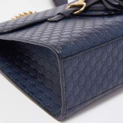 Gucci Navy Blue Microguccissima Leather Medium Emily Chain Shoulder Bag