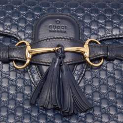 Gucci Navy Blue Microguccissima Leather Medium Emily Chain Shoulder Bag