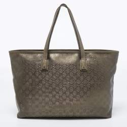 Pre Owned Gucci Bronze GG Coated Canvas Imprime Tote