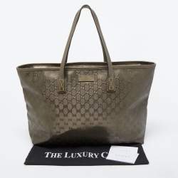 Pre Owned Gucci Bronze GG Coated Canvas Imprime Tote