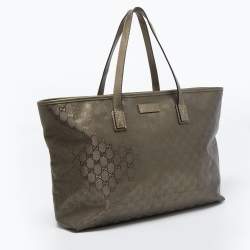 Pre Owned Gucci Bronze GG Coated Canvas Imprime Tote