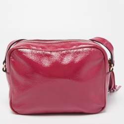 Pre Owned Gucci Magenta Patent Leather Small Soho Disco Crossbody Bag