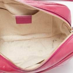 Pre Owned Gucci Magenta Patent Leather Small Soho Disco Crossbody Bag