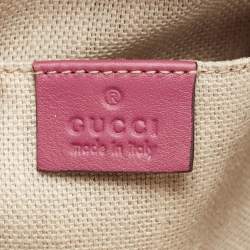 Pre Owned Gucci Old Rose/Beige GG Supreme Canvas and Leather Bee Embellishment Camera Crossbody Bag