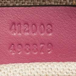 Pre Owned Gucci Old Rose/Beige GG Supreme Canvas and Leather Bee Embellishment Camera Crossbody Bag