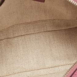 Pre Owned Gucci Old Rose/Beige GG Supreme Canvas and Leather Bee Embellishment Camera Crossbody Bag