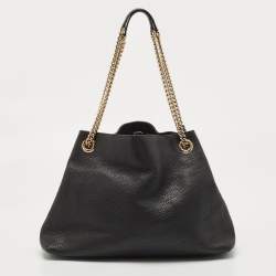 Pre Owned Gucci Black Grained Leather Medium Chain Soho Shoulder Bag