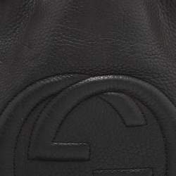 Pre Owned Gucci Black Grained Leather Medium Chain Soho Shoulder Bag