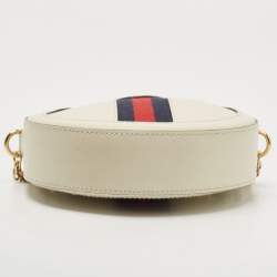 Pre Owned Gucci Off White Leather Mini Ophidia Round Shoulder Bag