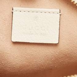 Pre Owned Gucci Off White Leather Mini Ophidia Round Shoulder Bag