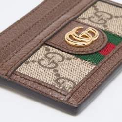 Gucci Beige/Ebony GG Supreme Coated Canvas and Leather Ophidia GG Card Holder
