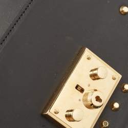 Pre Owned Gucci Black Leather Small Pearl Studded Padlock Shoulder Bag