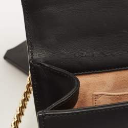 Pre Owned Gucci Black Leather Small Pearl Studded Padlock Shoulder Bag