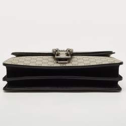 Pre Owned Gucci Black/Beige GG Supreme Canvas and Suede Medium Dionysus Shoulder Bag
