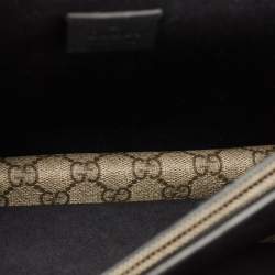 Pre Owned Gucci Black/Beige GG Supreme Canvas and Suede Medium Dionysus Shoulder Bag