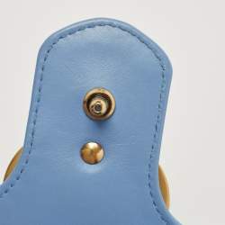 Pre Owned Gucci Light Blue Matelassé Leather Small GG Marmont Shoulder Bag