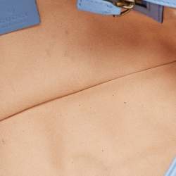 Pre Owned Gucci Light Blue Matelassé Leather Small GG Marmont Shoulder Bag
