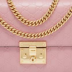 Pre Owned Gucci Pink Guccissima Leather Medium Padlock Shoulder Bag