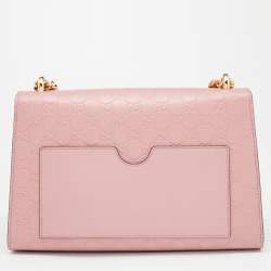 Pre Owned Gucci Pink Guccissima Leather Medium Padlock Shoulder Bag