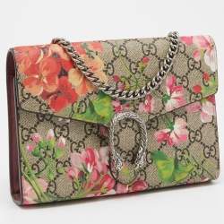 Gucci Multicolor GG Supreme Canvas and Leather Blooms Dionysus Wallet On Chain