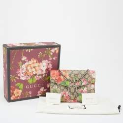 Gucci Multicolor GG Supreme Canvas and Leather Blooms Dionysus Wallet On Chain