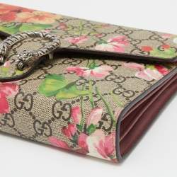 Gucci Multicolor GG Supreme Canvas and Leather Blooms Dionysus Wallet On Chain