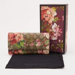 Gucci Multicolor GG Supreme Canvas and Leather Blooms Continental Wallet 