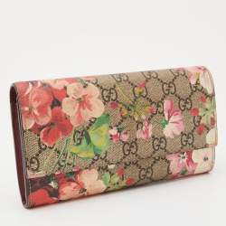 Gucci Multicolor GG Supreme Canvas and Leather Blooms Continental Wallet 