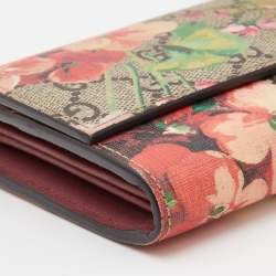Gucci Multicolor GG Supreme Canvas and Leather Blooms Continental Wallet 